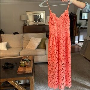 Astr Vibrant Orange Lace Dress
